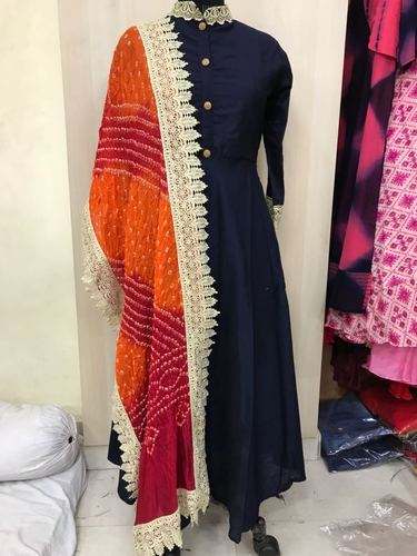 Banglori Slub Gown Pattern Kurti With Dupatta