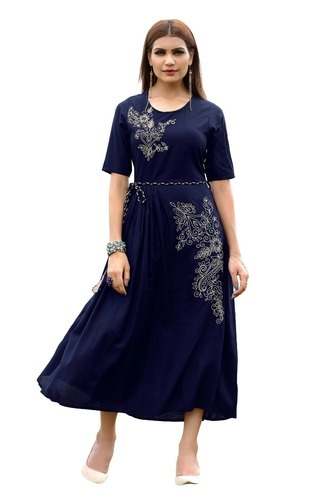 Blue rayon kurti by Go On Shopping