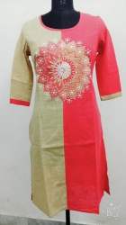 Cotton Slub Embroidered Kurti