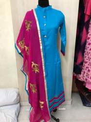 Fancy Chanderi Kurti With Dupatta