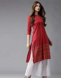 Foil Printed Red Color Kurti