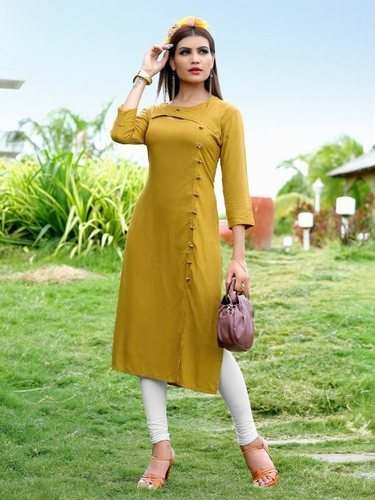 Rayon Embroidered Full Stitched Kurti 