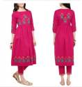 Rayon Slub Dark Pink Kurti With Pant