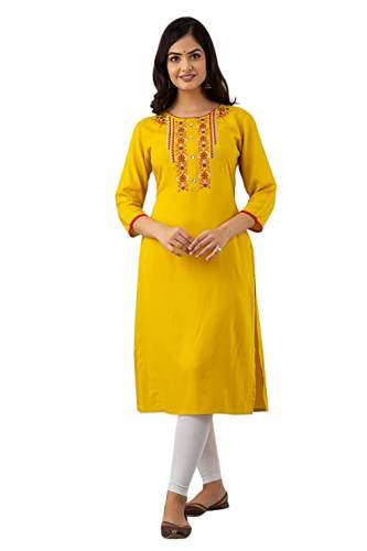 Get Yellow Straight Kurti By Chokhi Bandhni Brand by Chokhi Bandhani