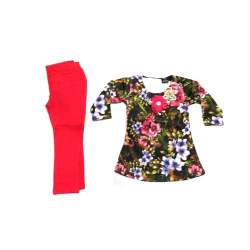 printed crop top with red pant