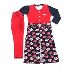 red long sleeve top with leggings