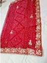Pure Ozariya Red Bandhej Gota Patti Saree 