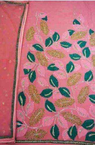 Unstitched Pure Georgette Embroidered Suit Dupatta