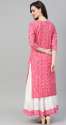 Fancy Ishin Brand Pink Embellished Kurti Skirt Set thumb 1
