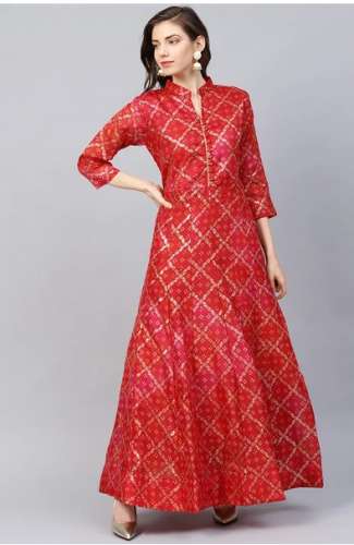 New Collection Red Printed Anarkali Kurti
