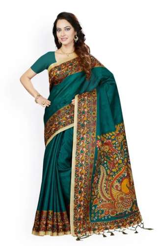 Poly Silk Printed Ishin Brand Saree With Tassels