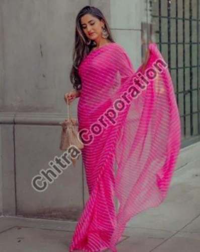 Chiffon Leheriya Casual Wear Saree For Women by Chitra Corporation