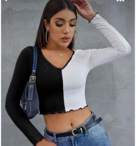 Clo Clu V Neck Mirror Crop Top by Clothing Cluster