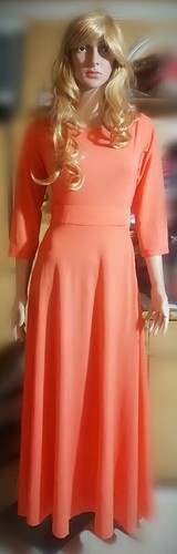 Orange Flared Maxi Dress by Thakurji International
