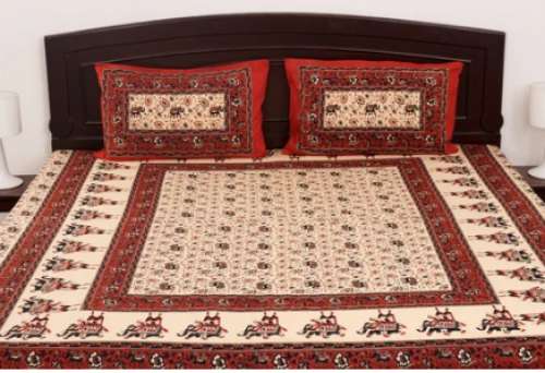 Cotton Jaipuri Printed Double Bed Sheet  by Ablaze