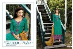Party Wear Green Unstitched Suits
