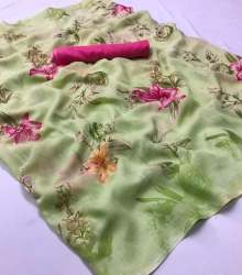Fancy Linen printed Saree set