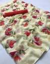 Fancy Linen printed Saree set thumb 6