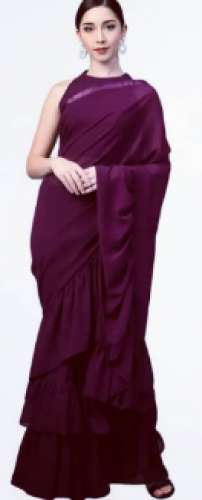 designer violet saree by Reeva Trends