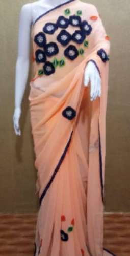 orange replica saree by Reeva Trends