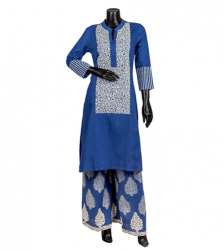 Cotton printed blue kurti