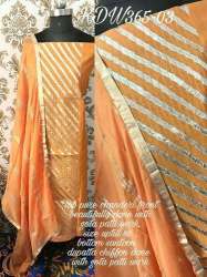 unstitched chanderi sleeve less suits