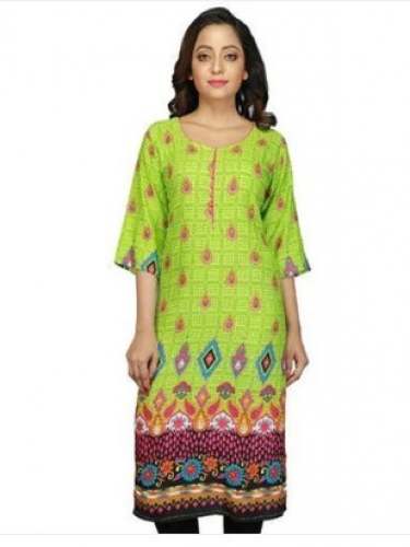 Parrot Green Printed Kurti  by Anshul Textile