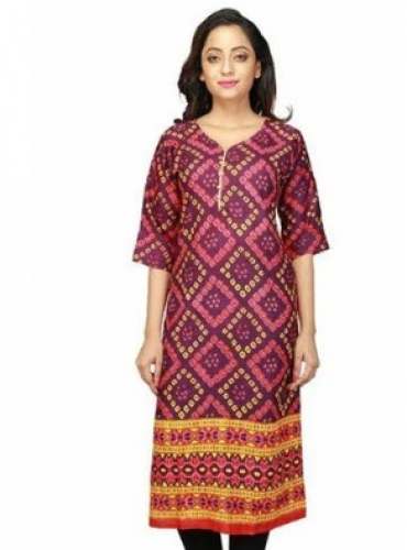 Regular Wear 3/4 Sleeve Printed Kurti by ANARO by Anshul Textile