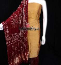 Pure Silk Dress Material with Bandhej Dupatta 
