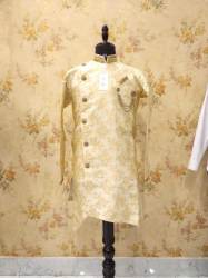 Cream wedding wear kurta for men