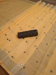 Beautiful Mirror work linen saree