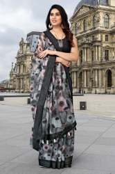 Designer Linen Cotton Digital Print Saree in Surat