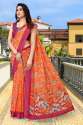 Designer Linen Cotton Digital Print Saree in Surat thumb 2