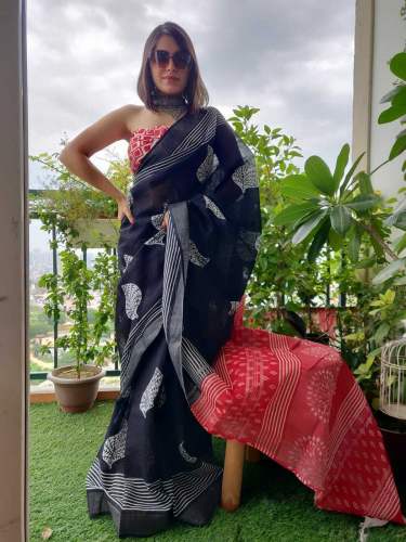 LINEN DIGITAL PRINT SAREES PC-08