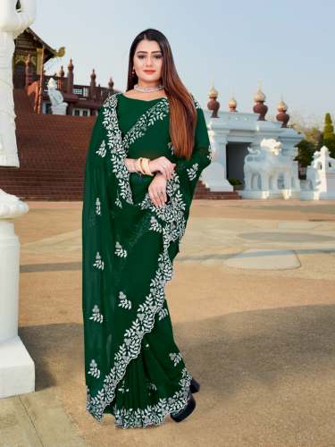 PC PRSESENTING GEORGETTE EMBROIDERY STONE WORK