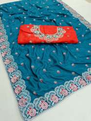 silk with embroidery saree