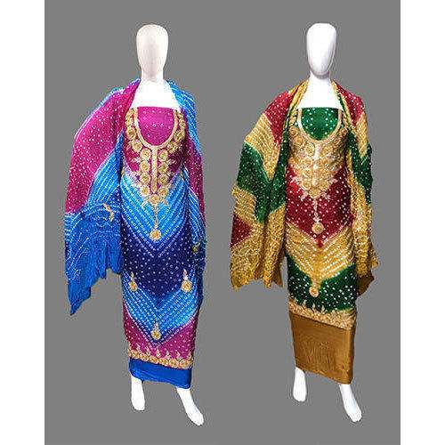 Jaipuri Gotta Work Bnadhani Dress Material 