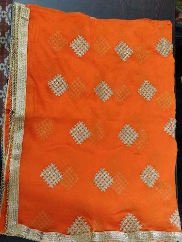 orange Embroidered Dupatta by Shilpa Dupatta House