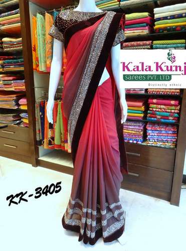 Plain fancy saree by Kala Kunj Saree Vatika Company