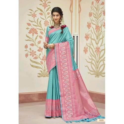 Elegant Sky Blue Silk Saree for Wedding  by Jyothi Saree Mandir Wholesalers Manufacturer