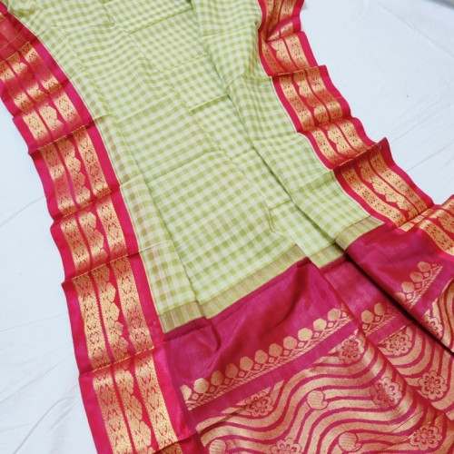Small Checks South Gadwal Cotton Saree by Jyothi Saree Mandir Wholesalers Manufacturer