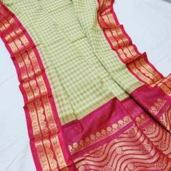 Small Checks South Gadwal Cotton Saree