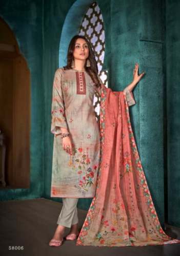 Fancy Cambric Cotton Dress Material-Coral Digital