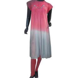 Designer Neck Embroidered Crepe Kurti
