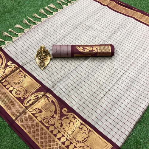 Dresszip Contrast Matching Cottan Silk Saree by Dress zip