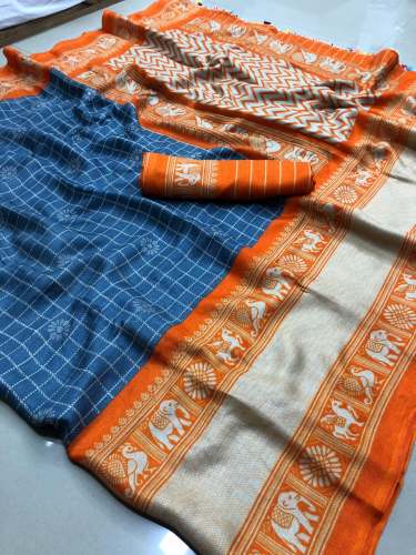 Dresszip JuTe Linen silk with tasse Saree by Dress zip