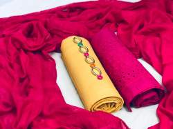 SUIT WITH READY PALZO IN HEAVY CHIKKEN KARI WORK