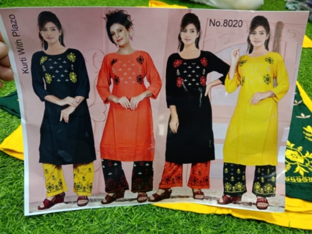 Embroided  Kurti Plazo Set