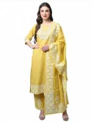 Cotton Kurti With Pant And Dupatta Set