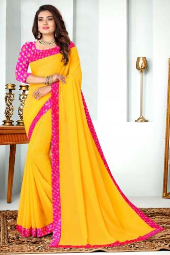Georgette Saree With Attractive Fancy Lace Border